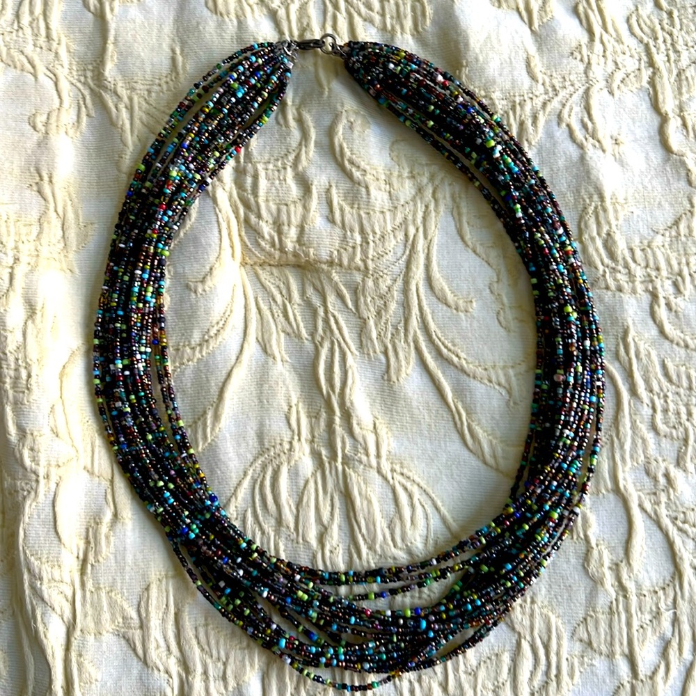 Multi-strand beaded necklace